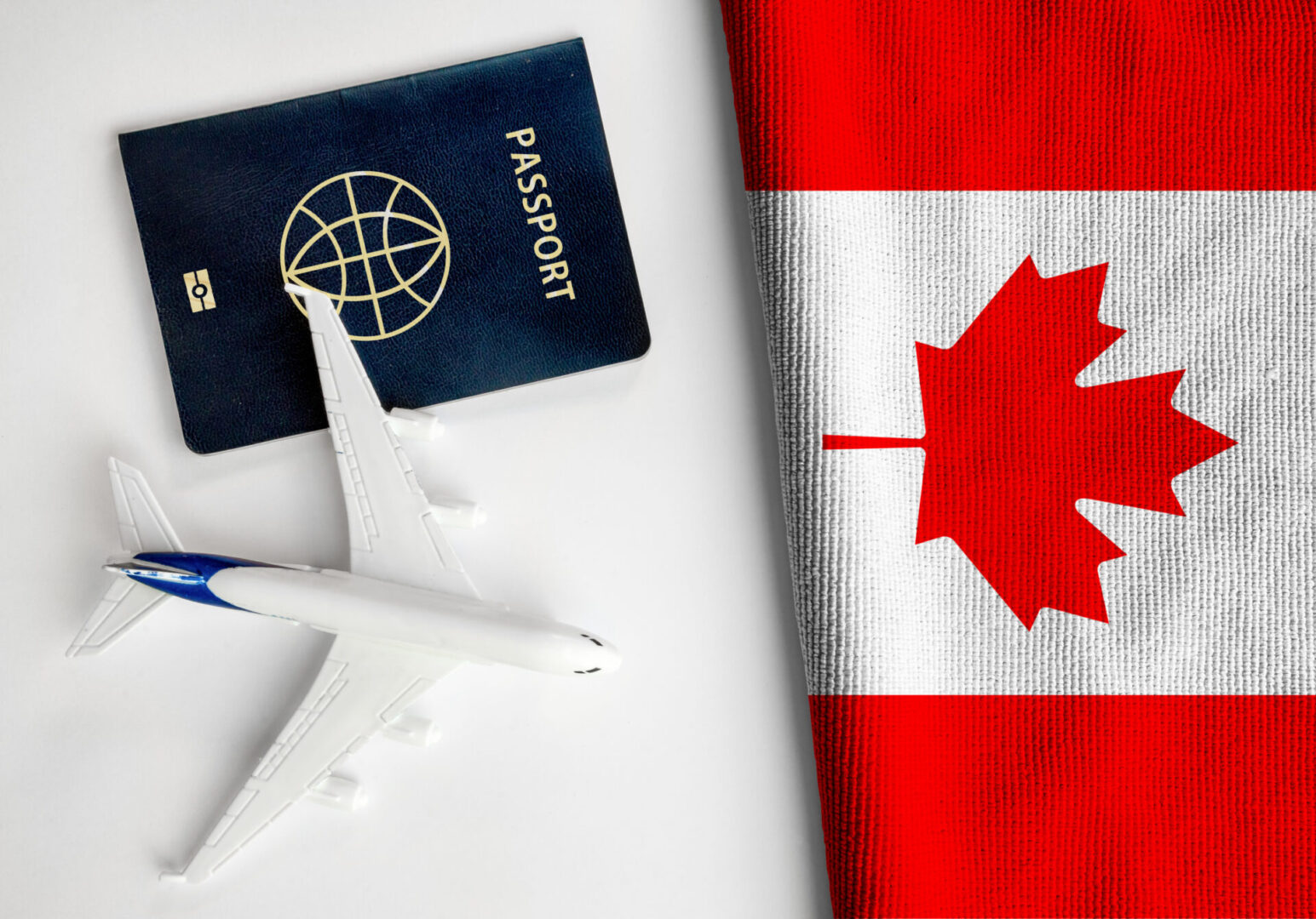 Travel essentials with Canadian flag