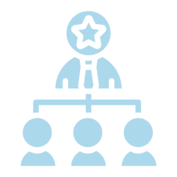 Icon of a leader connected to a team.