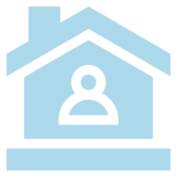 Icon of a person inside a house symbolizing home or remote work.