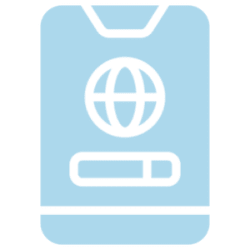Passport icon showing globe and ID strip